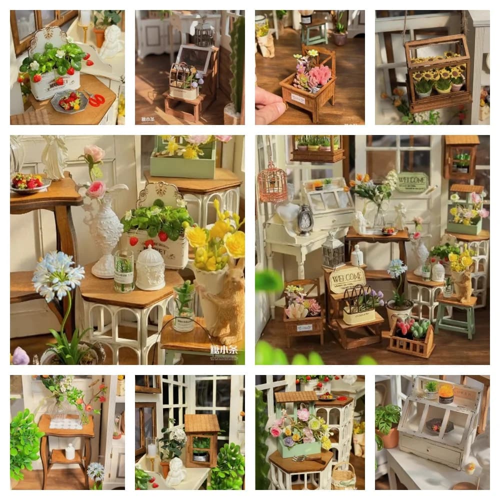 Casa delle bambole accessori da giardino in miniatura vaso da fiori Vintage vaso da fiori modello orologio fai da te accessori per la decorazione del giardino Bjd