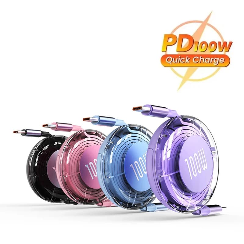 Cavo caricatore USB retrattile PD 100W ricarica rapida per iPhone Android tipo C Samsung Huawei Xiaomi cavo USB tipo C per telefono cellulare