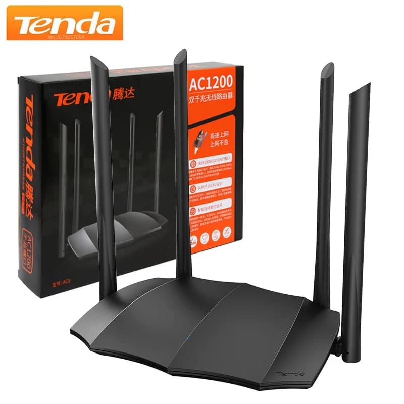 Router WiFi Gigabit Tenda AC1200 Dual Band ad Alta Velocità con 3 Porte Gigabit WAN/LAN e 4 Antenne da 6dBi