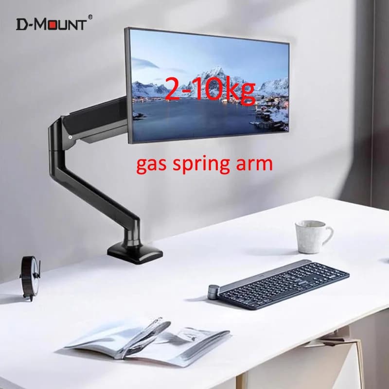 D-MOUNT D80 metallo alluminio 2-10KG 13 "-32" monitor supporto da tavolo braccio a molla a gas movimento completo ruota morsetto passacavo 0-60mm