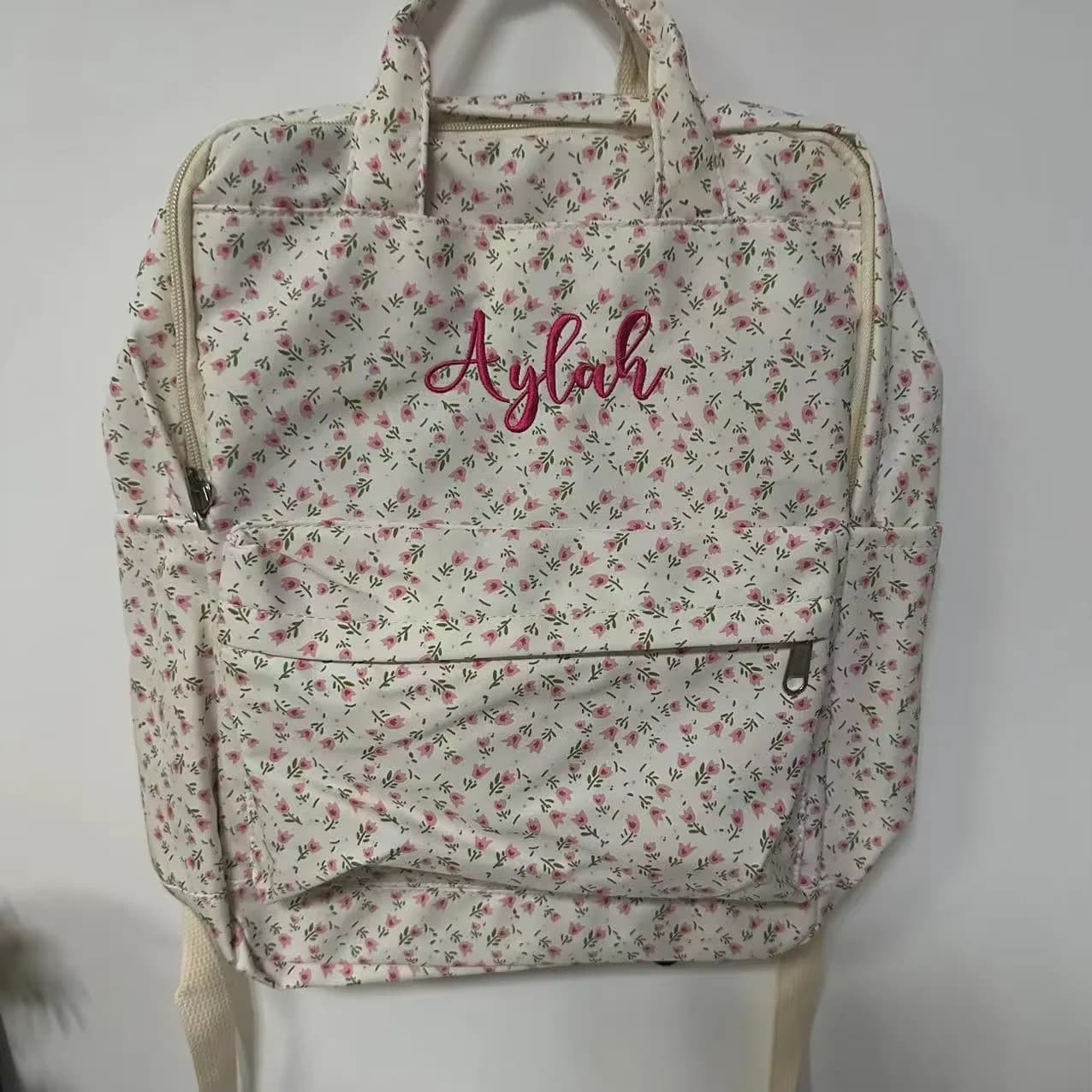 Personalized Floral Backpack For Sweet Girls, Lightweight High School Students, Embroidered Names For Backpacks For Girls