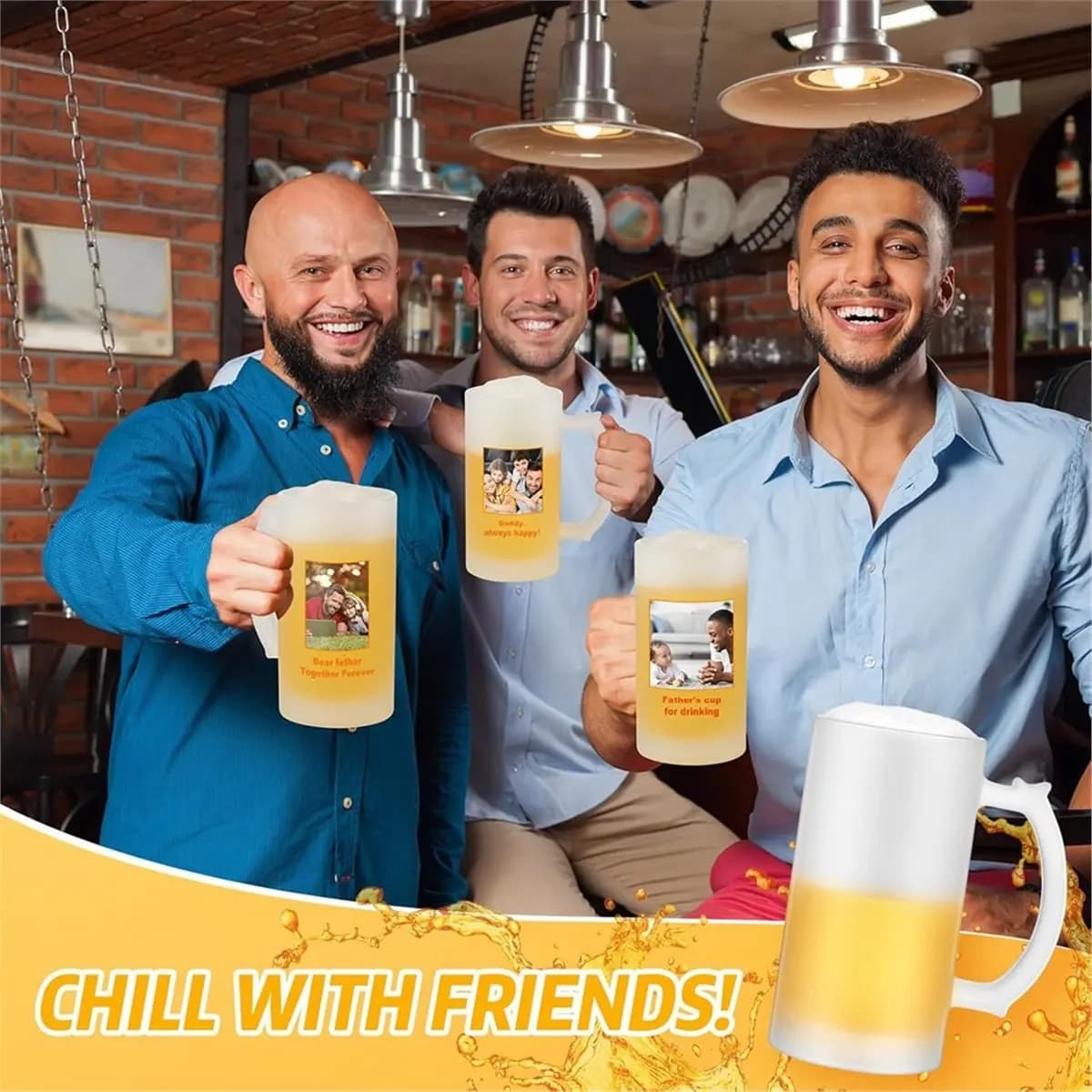 Tazze da birra vuote per sublimazione da 2 pezzi Tazze personalizzate per regali Tazze da birra in vetro smerigliato da 16 Oz possono aggiungere testo fotografico