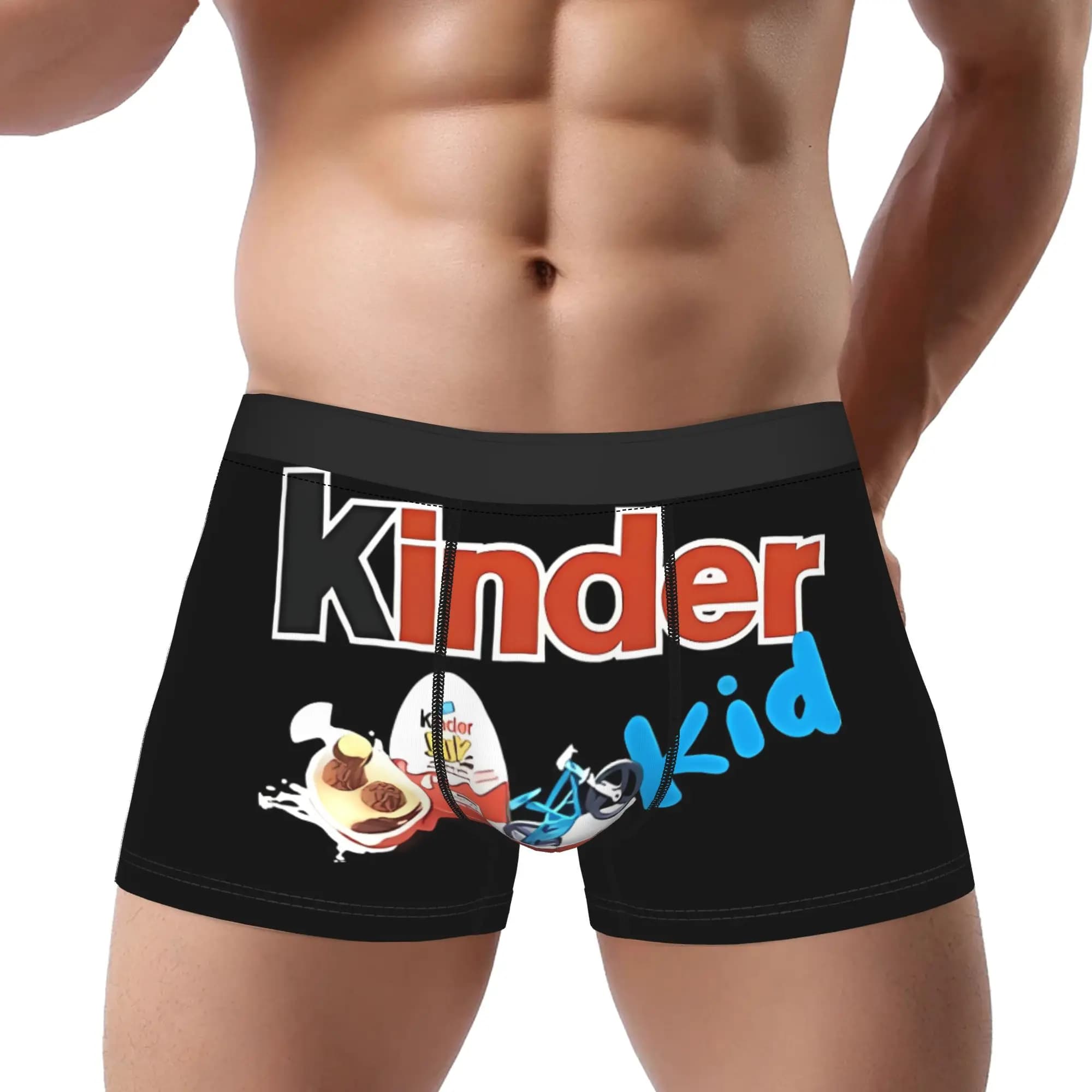 Mutande Kinder Surprise con sfondo nero, mutandine da uomo, biancheria intima maschile, pantaloncini comodi, boxer