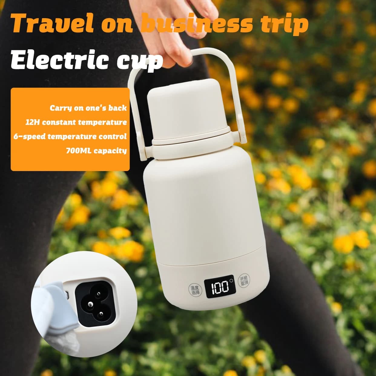 Portable 700ml/1L Tone Fat Heater Electric Heating Electric Water Cup Travel Office Thermal Bottles for Vacuum Thermos