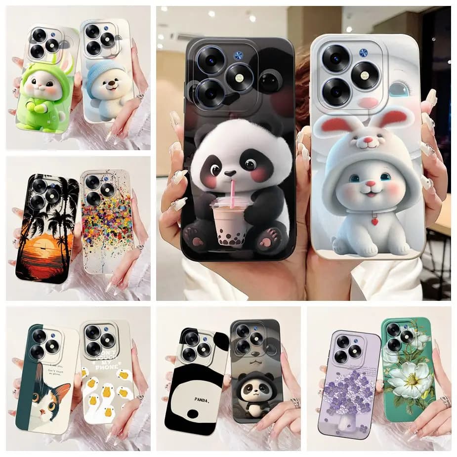 Per Tecno Spark 20 Pro Custodia KJ6 Cute Panda Cartoon Cover Custodia morbida in silicone per Tecno Spark 20C Spark20 Pro Plus Borse con cover posteriore