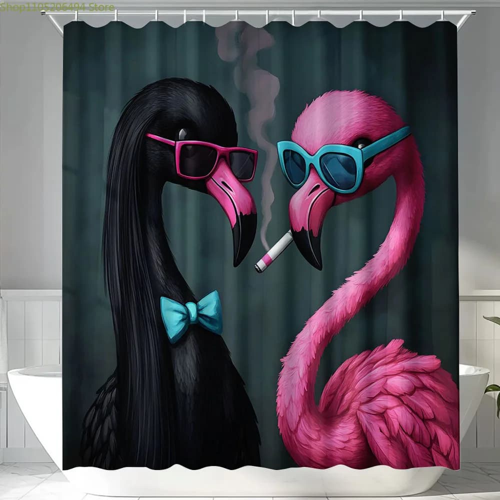 1 Pezzo, Tende da Doccia per Bagno, Tenda da Doccia con Stampa di Fenicotteri, Decorazione per il Bagno, Tenda per Casa e Bagno