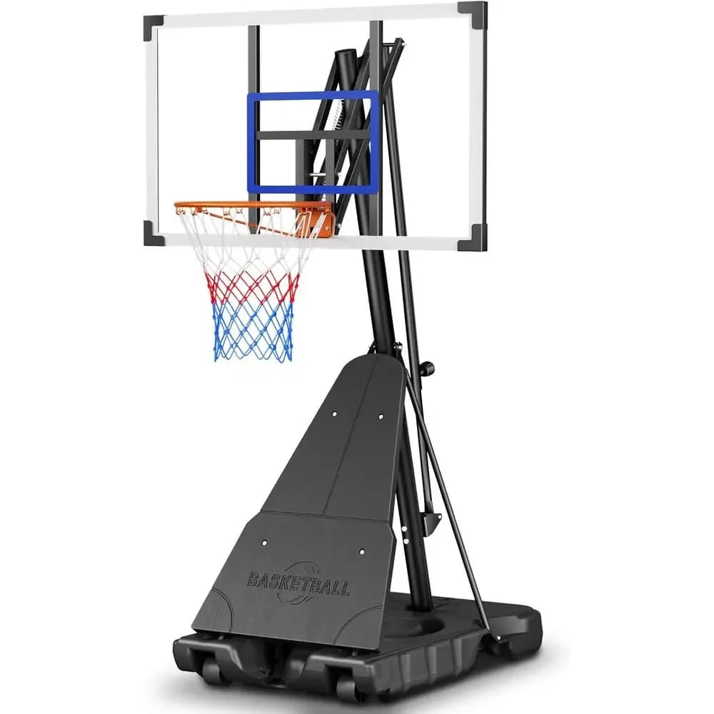 Canestro da Basket Portatile 44 Pollici Infrangibile per Esterni con Altezza Regolabile e Ruote per Vialetti e Campi