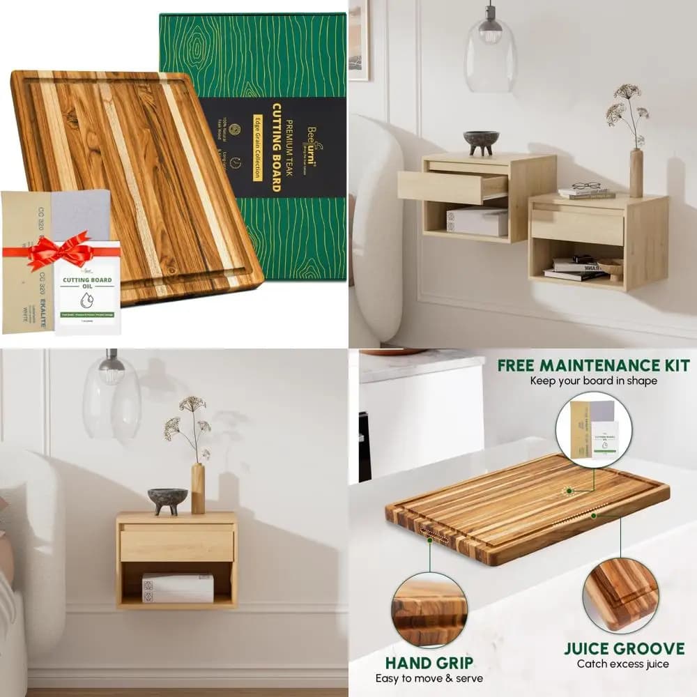 Tagliere durevole in legno di teak con scanalatura per succo e impugnatura, 18x14x1 pollici, ideale per cucina e macellaio per una lunga durata