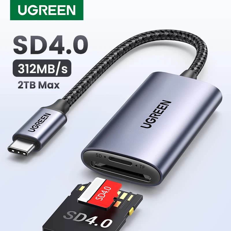 Lettore di schede UGREEN SD4.0 312 MB/s USB-C a SD MicroSD TF adattatore per scheda di memoria per telefono portatile Macbook Windows MacOS Cardreader
