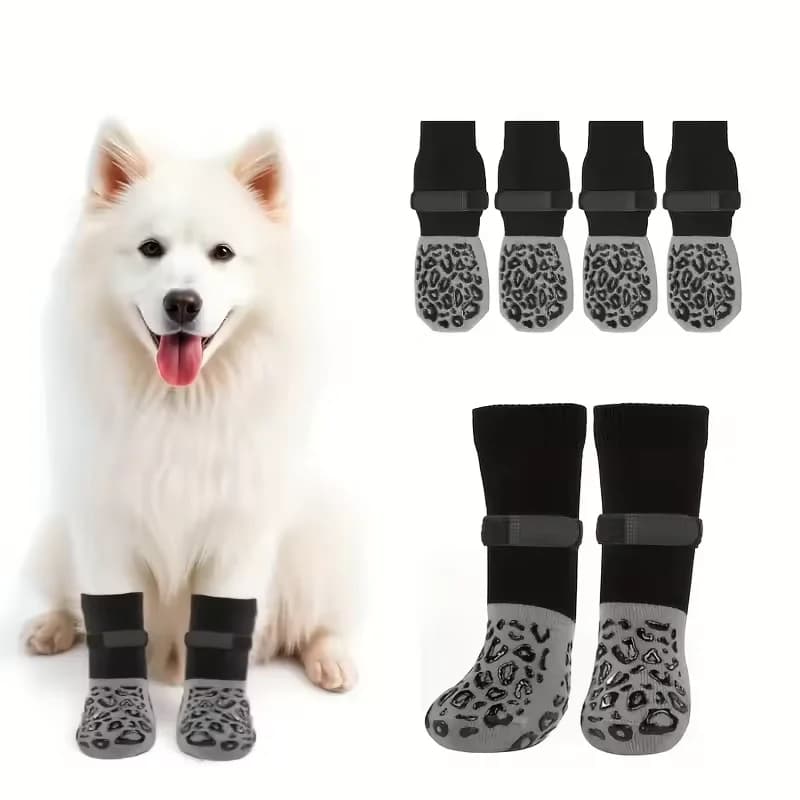 4 Pieces Protected for Dogs, Anti-slip Boots with Traction Control, Adjustable Socks for Lesioned Zamps and Senior Dogs