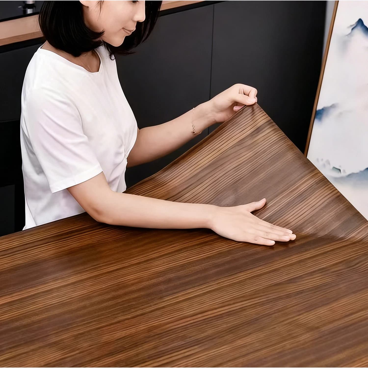 3D PVC Stickers Waterproof Effect Wood, Self-adhesive Vinyl Parades Paper for Fai-da-Te, Wardrobes, Tables, Furniture and Home Decorations