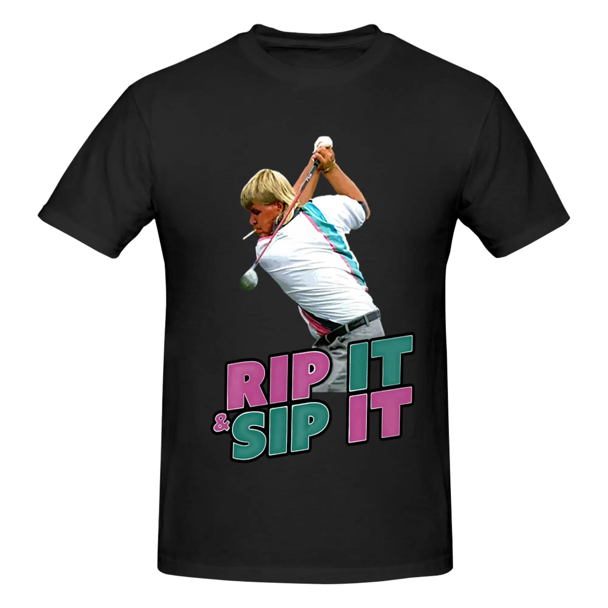 Funny John Daly Rip It Sip It Golf T-shirt stampata da uomo T-shirt unisex Abbigliamento da uomo Abbigliamento da uomo spedizione gratuita