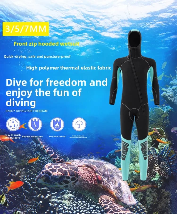 Mute with men's hood 7/5/3 MM warm cold winter bathing suit snorkeling woman's whole suit