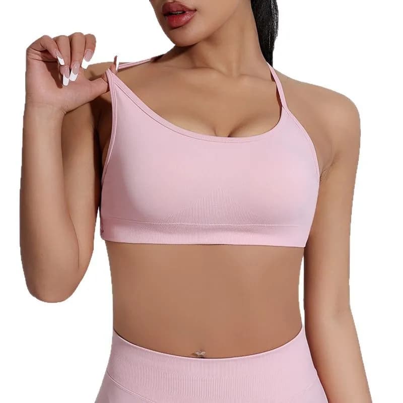 Women's Sports Bra with Crossed Straps, Anti-shock, Rapid Drying, Without Sewings, for Fitness, Yoga and Running
