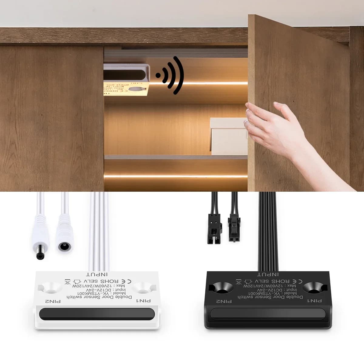 Smart Door Open/Close Sensor Switch Sensibile DC12V-24V Doppio lato Induzione per elettrodomestici Luci a LED Vetrina