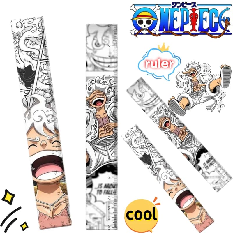 One Piece Luffy Acrylic Ruler High Color Value Cool Printing Creative Animation Students 20cm Cartoon Learning Scale Stationery