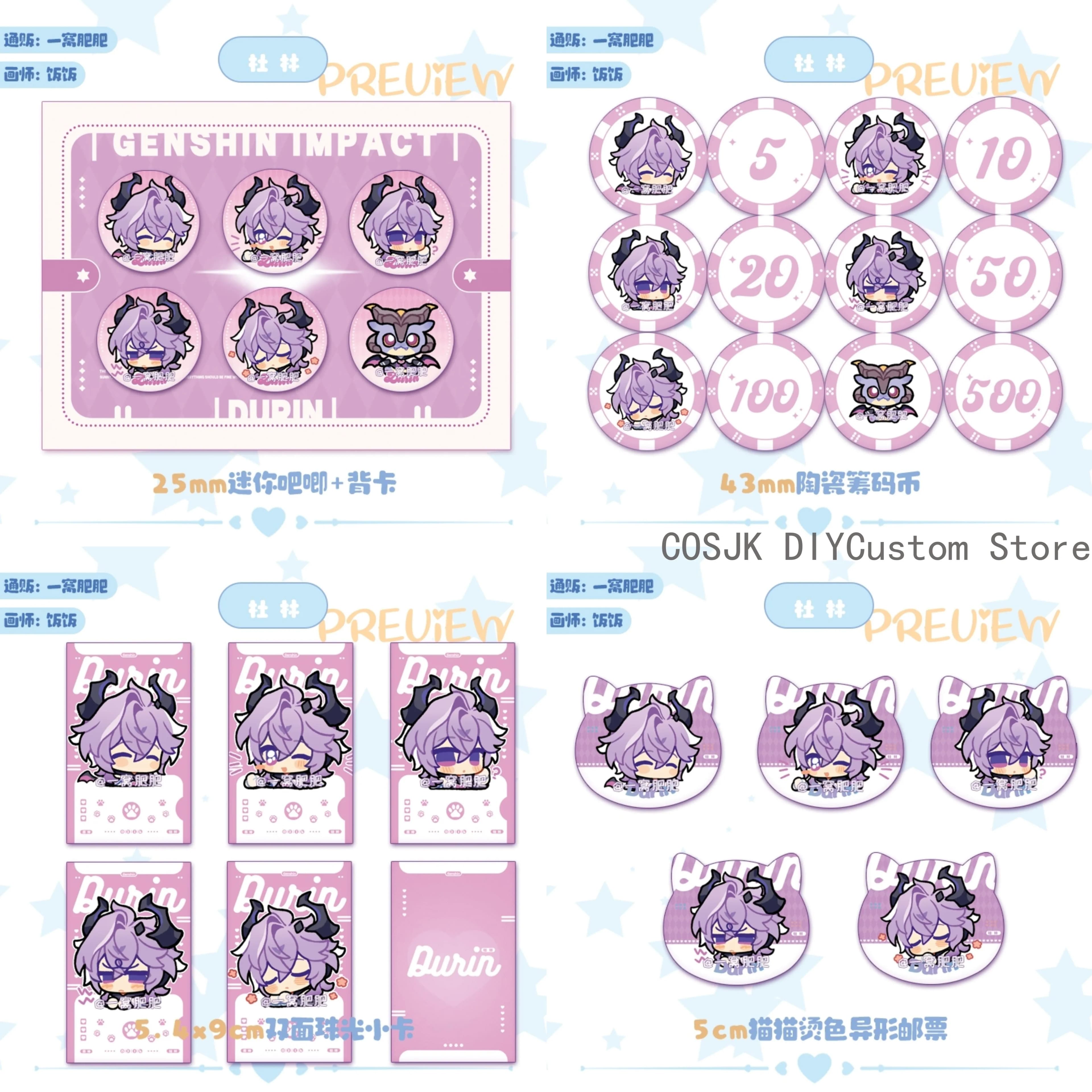 Simpatico Genshin Impact Lohen Balladeer Durin Flins Cosplay Tablet Badge Cartoon Chip Coins Pearly Lustre Card Stamp Regalo di Natale