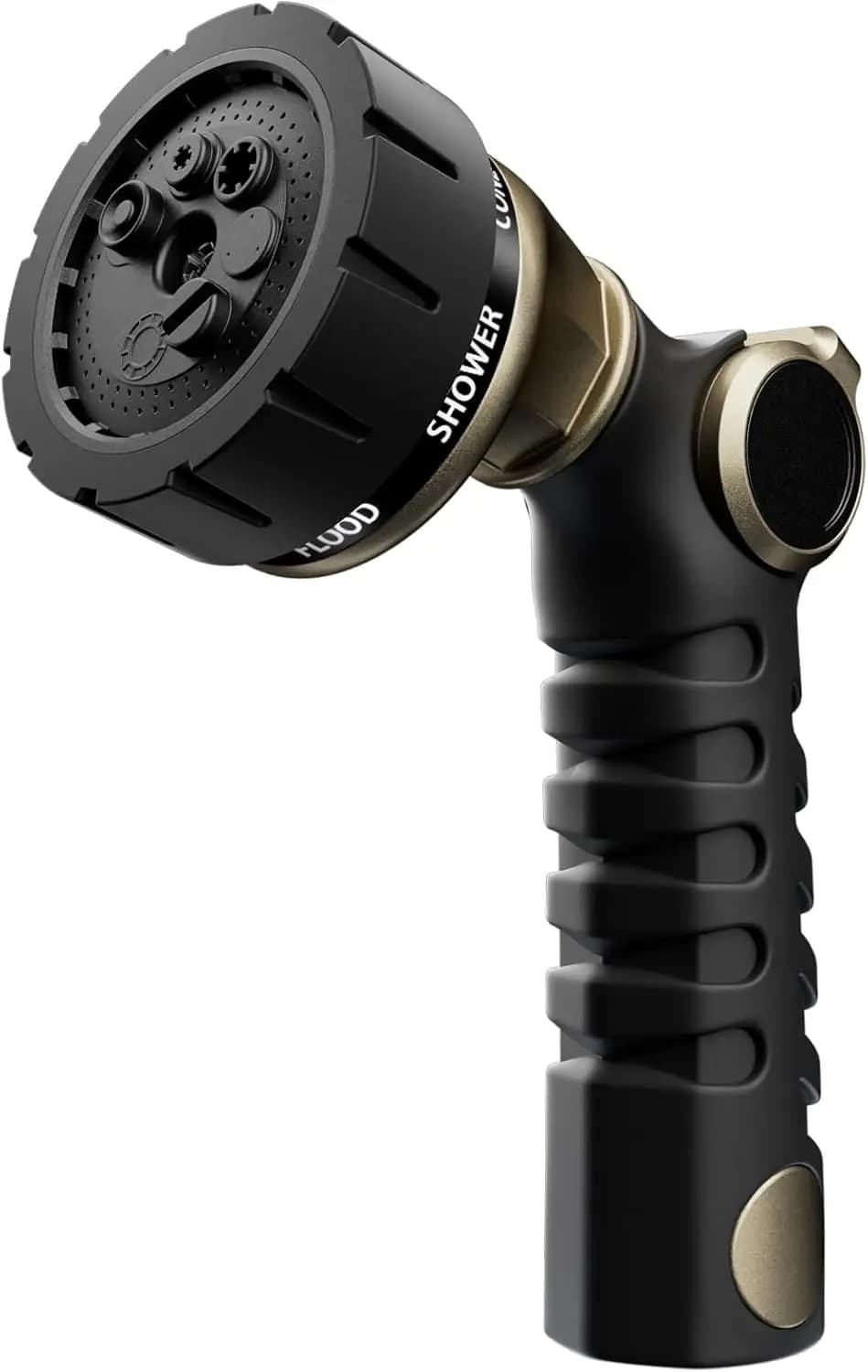 Durable metal garden pipe nozzle, 7 irrigation models, thumb control, on/off valve, high pressure for plants, car and pets