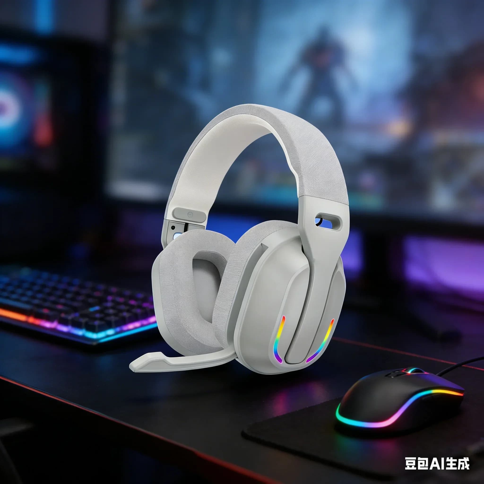 Cuffie Wireless B500 RGB con Cancellazione del Rumore, 60 Ore di Autonomia, BTV5.4 e Audio HD Stereo per Giochi e Musica