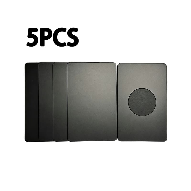 5Pcs Matte Black Stainless Steel NFC Metal Card for Laser Engraving 85*54mm 0.8mm Thick Round 30mm NFC Area 213 Chip 144 Bytes