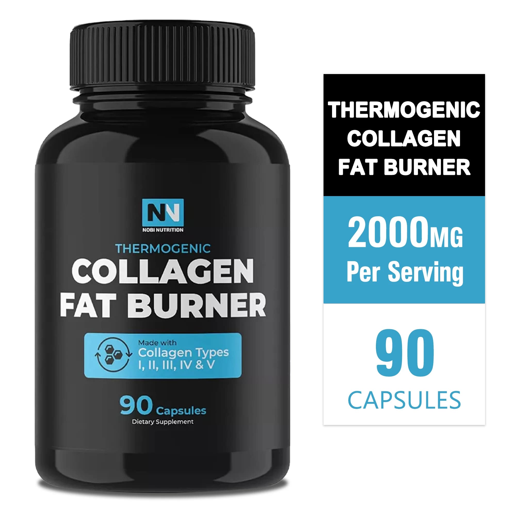 Multi Collagen Protein Fat Burner Supplements - Fat Burner, Natural Appetite Suppressant and Metabolism Booster, Immune Health