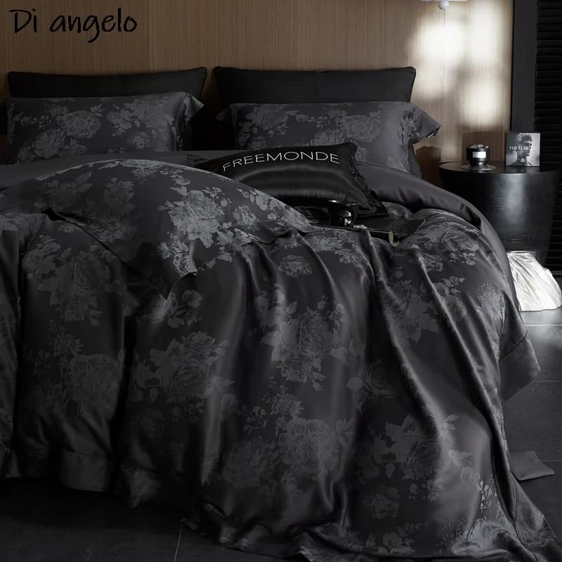 Black Premium Print 1000TC Egyptian Cotton French Queen King Bed linen Bed linen Bed linen Bed linen Bed linen Bed linen Sheets Federa Wedding Gifts #/