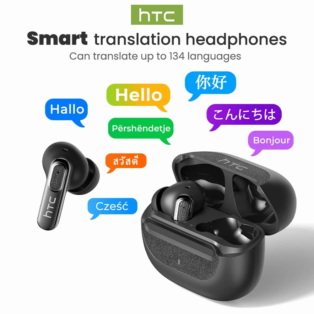 AI Translator wireless earbuds Bluetooth HTC NE60 In ear Earphones Noise Reduction Business earbuds With mic IPX5 waterproof