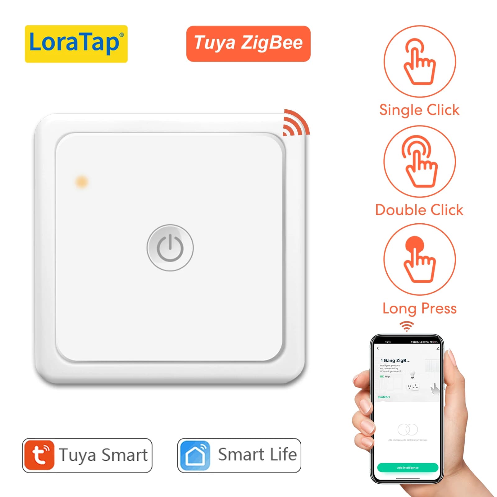 Tuya ZigBee 3.0 Interruttore di telecomando wireless EU 1 Gang compatibile con Smart Life Home Assistant Zigbee2MQTT fai da te