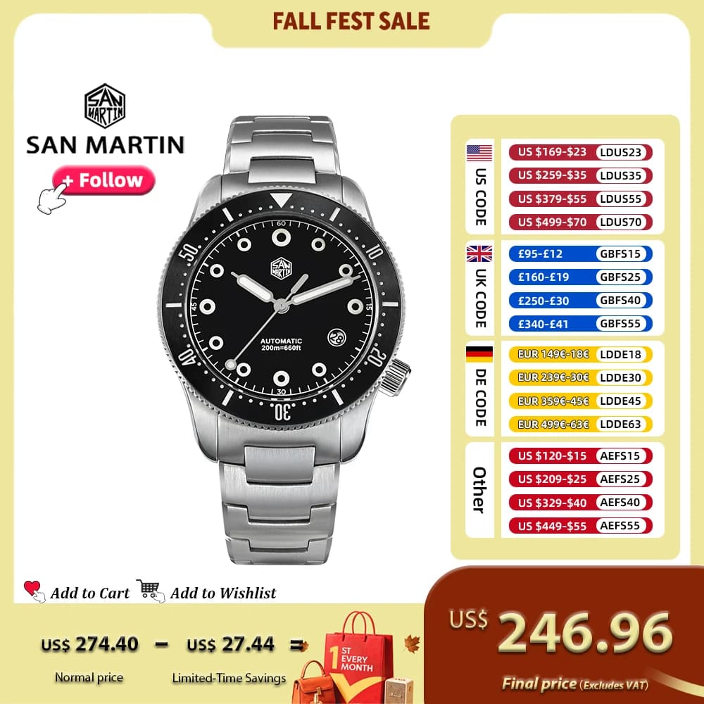 San Martin 39.5mm Men Diver Watch YN55 Automatic Mechanical Original Design Watches Sapphire Waterproof 200M Luminous SN0142