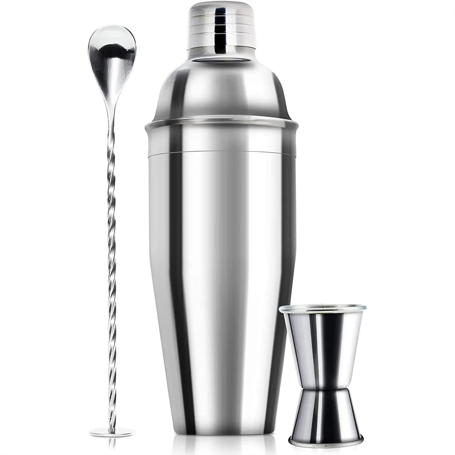 Set Professionale per Cocktail in Acciaio Inox con Strainer Integrato, Shaker da 24oz per Miscelare Margarita e Martini