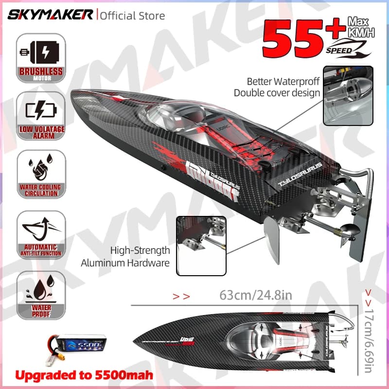 UDiRC UDI022 RC Boat 50 Km/H ad alta velocità impermeabile 2.4GHz radiocomando Brushless RC Speed giocattoli per barche in acciaio legato