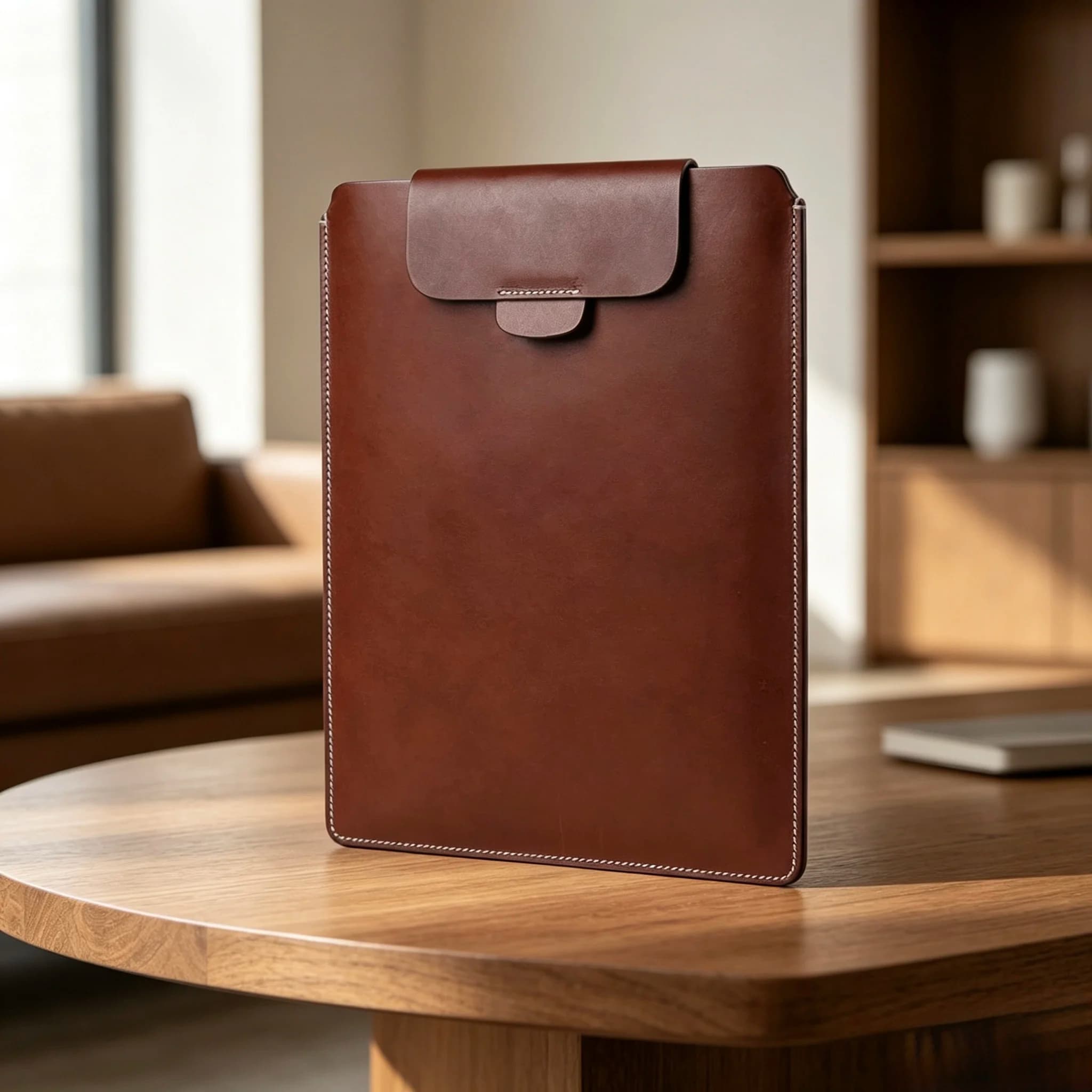 Borsa interna per computer in pelle, adatta per Apple Macbook, borsa per computer semplice in stile verticale.