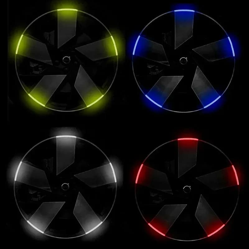 Adesivi Riflettenti per Ruote Auto, Adesivi Decorativi per Styling Auto, Adesivi di Avvertimento Notturno per Pneumatici di Biciclette, Auto e Moto