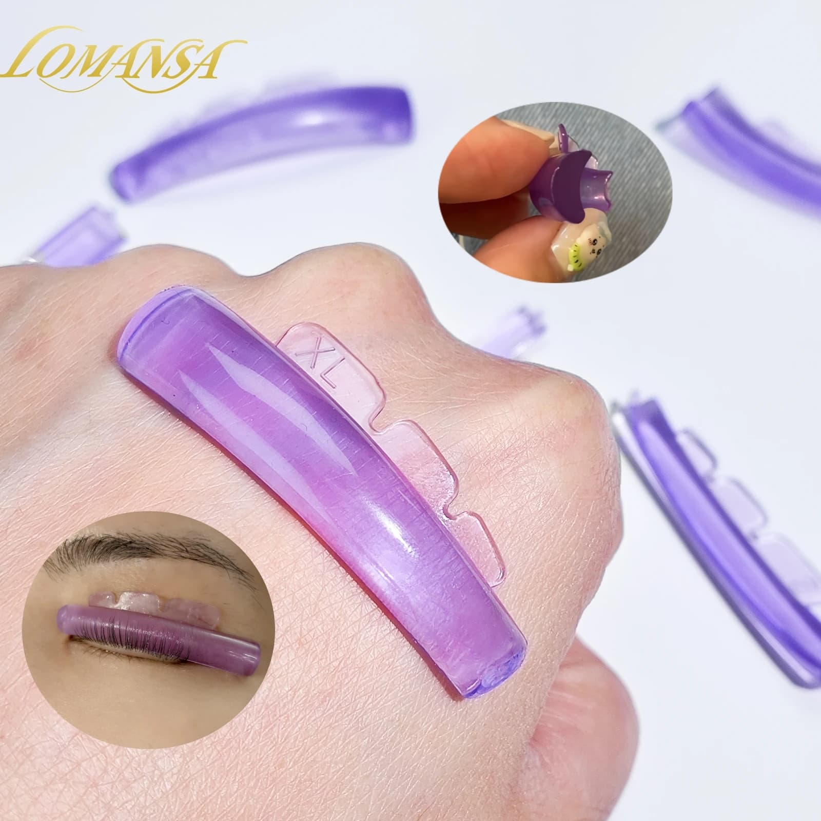 Lomansa 5 Paia Reusable Silicone Eyelashes Perm Pad Eyelash sticky Rods Shield 3D Lifting Folder Accessories Makeup Tool
