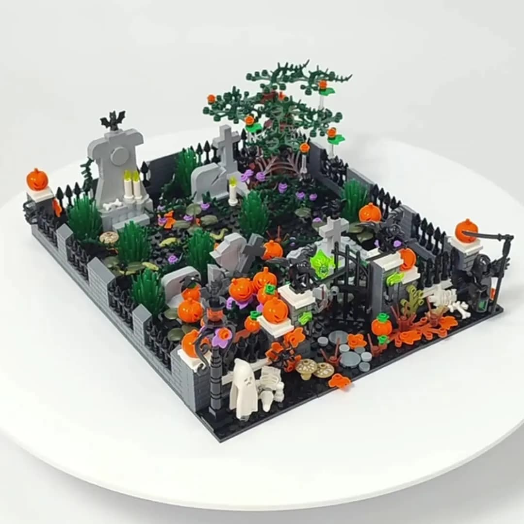 Halloween MOC Cimitero Building Blocks Muro Lapide Teschio Fantasma Bara Mattoni Giocattoli Regali creativi per bambini Compatibile con LEGO