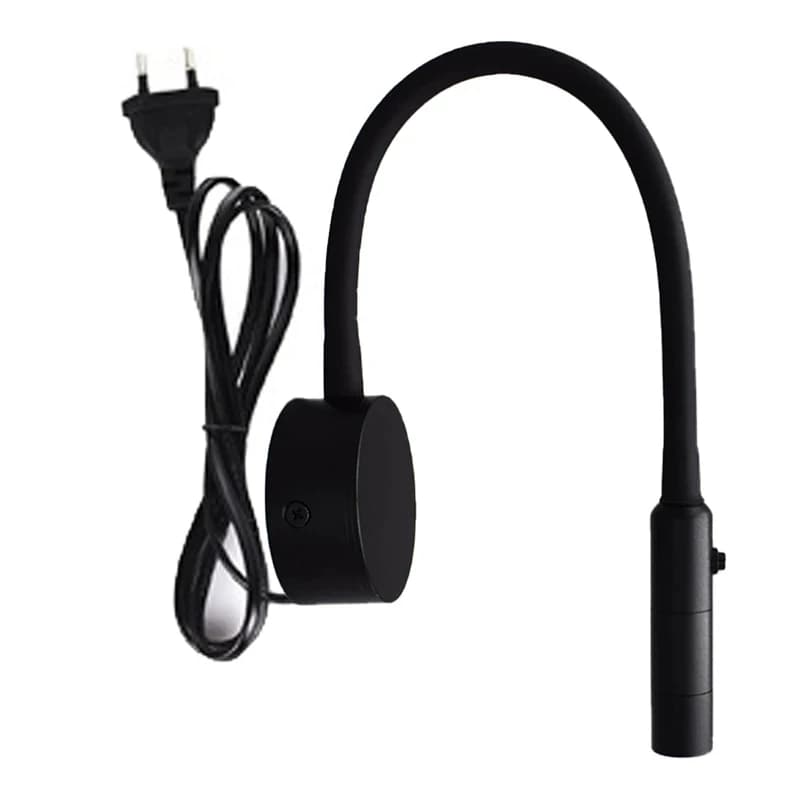 Tubo flessibile Lampada da comodino Camera da letto Studio Lampada da lettura Lampada da parete con interruttore 1/3W Faretto a parete Dormitorio Luce notturna Spina europea