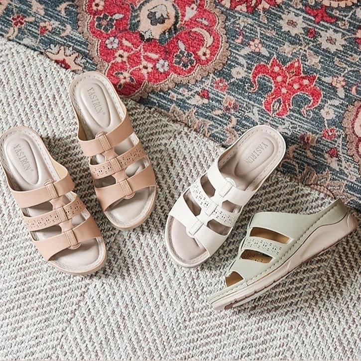 Nuovi sandali da donna 2026, cuciti a mano, scarpe da mamma, taglia grande, tacco a zeppa, ciabatte, scarpe da donna comode