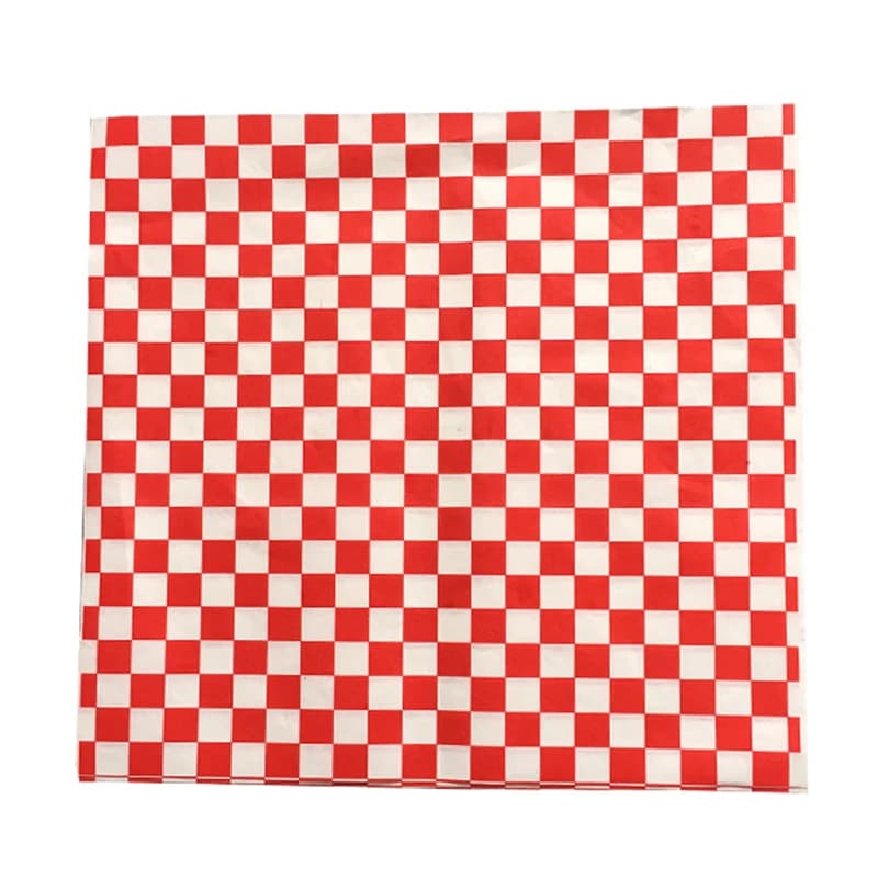25 Sheets Checkered Sandwich Wrappers, 9.8" x 9.8" Dry Wax Paper, Grease Resistant Black Red Burger Food Basket Liner Oilpaper