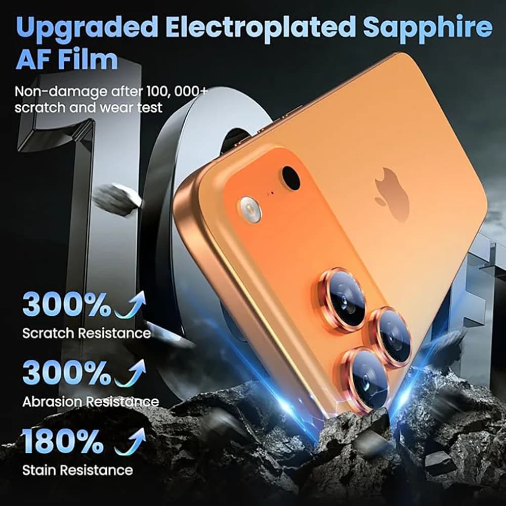1-3 pezzi arancione per 17 Pro Max protezione per obiettivo fotocamera anello in metallo di vetro copertura di installazione facile per Iphone 16 17 accessori aria