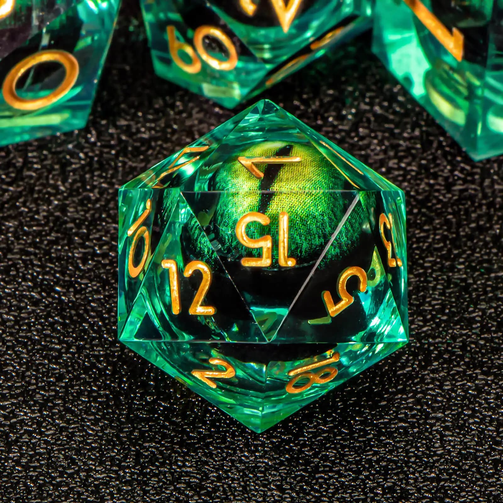 7 pezzi Dragon Eye D&D Set di dadi DND, resina con bordo affilato Nucleo liquido Dungeon e dadi del drago, dadi da gioco di ruolo D20 D12 D10 D8 D6 D4