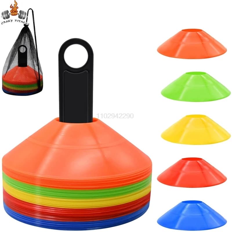 Coni da allenamento per dischi da 10/50 pezzi Coni da calcio per agilità con borsa per il trasporto e supporto per allenamento di calcio, basket, allenamento per bambini