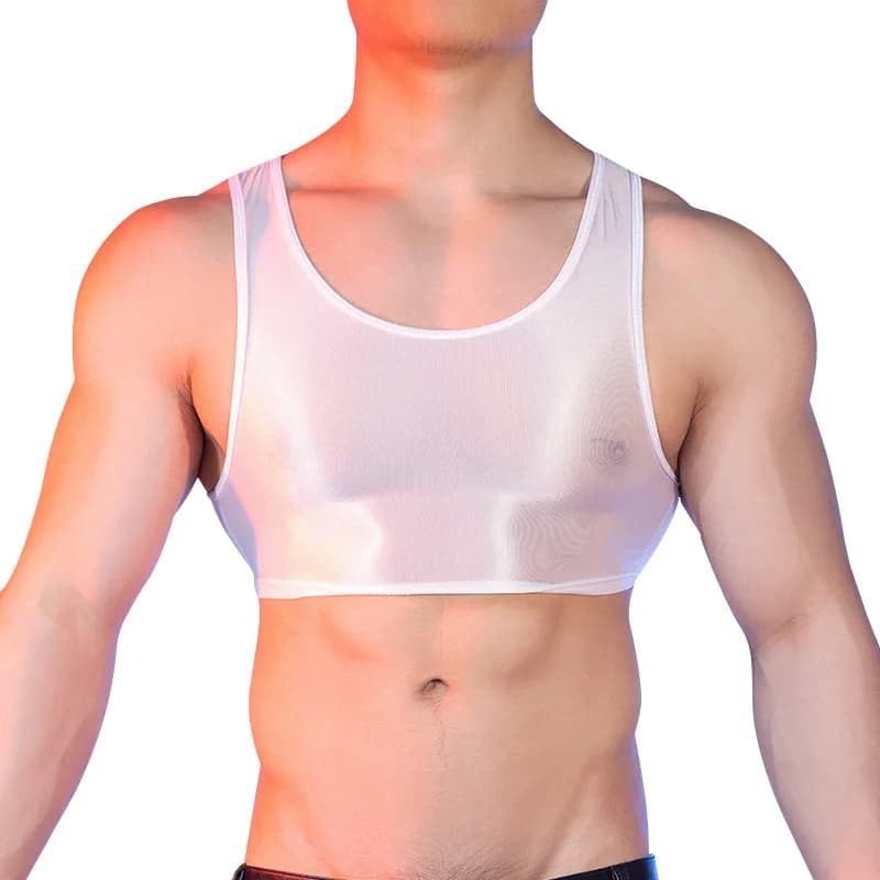 Intimo da uomo canottiera sportiva Fitness Yoga Crop Top elastico lucido Muscle Top Nightclub senza maniche Bodybuilding Vest