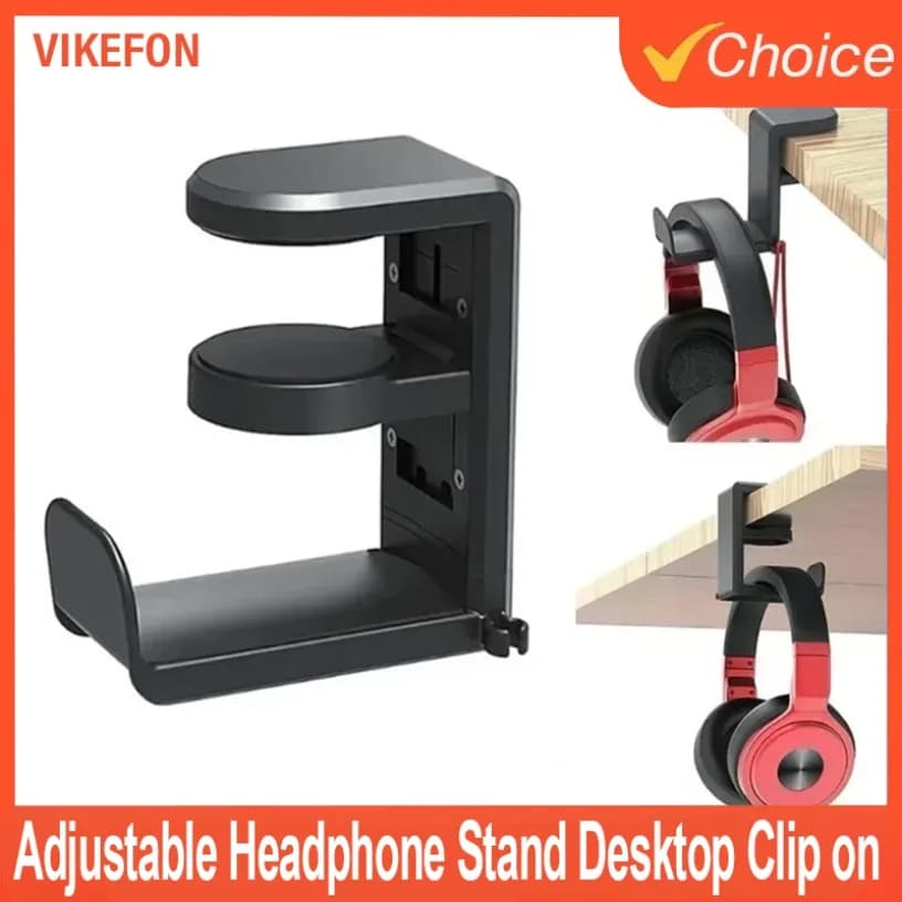 360 ° Supporto per cuffie da gioco con clip da tavolo girevole e regolabile e gancio da tavolo Gancio per clip da tavolo non perforato Clip da tavolo