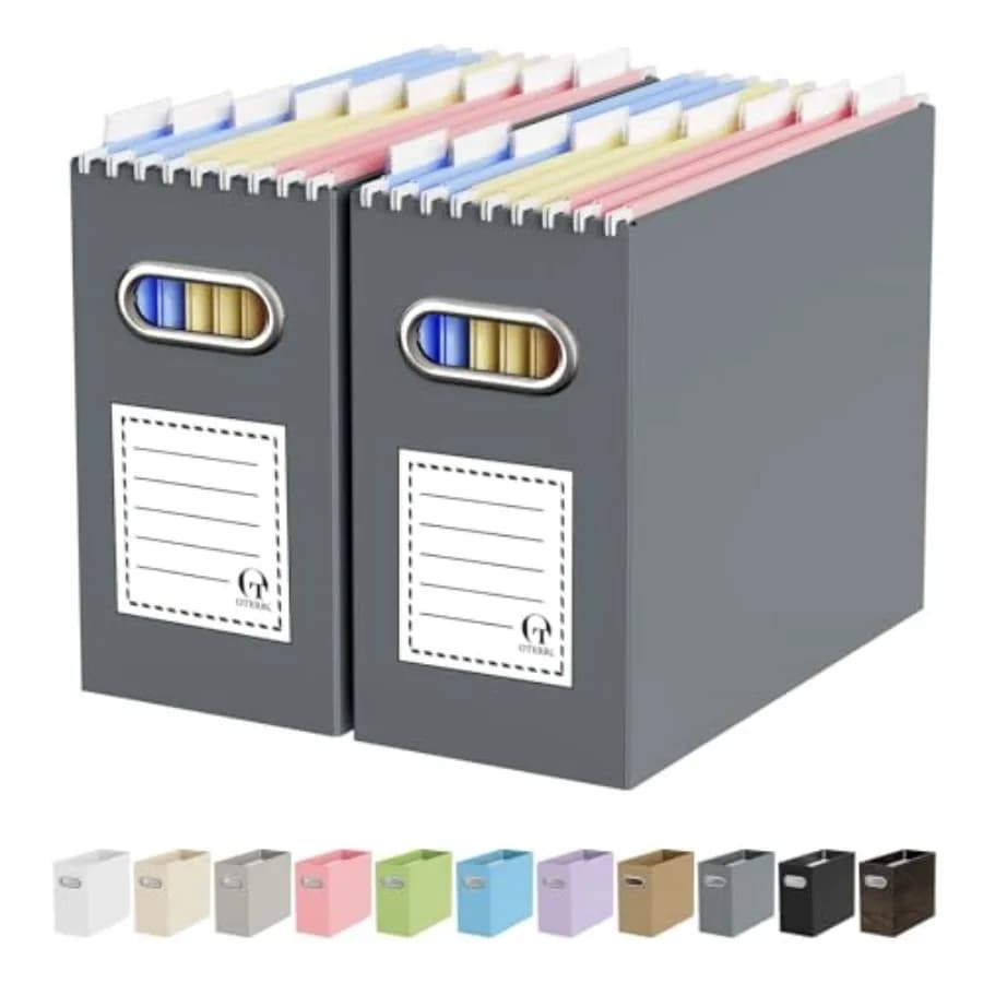 Cardboard File Organizer Box for Hanging File Folders, File Box for Computer Desk, File Cabinet, Working Home, Office, Classroo