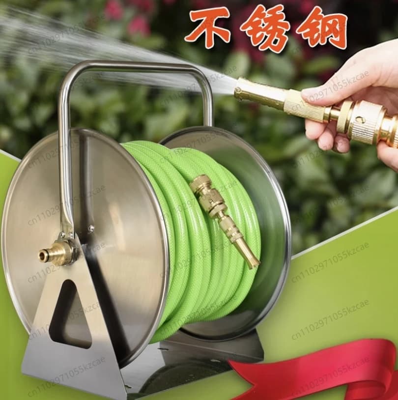 Avvolgitubo da Parete in Acciaio Inossidabile Resistente | Per l'irrigazione del giardino e lo stoccaggio di tubi per il lavaggio auto