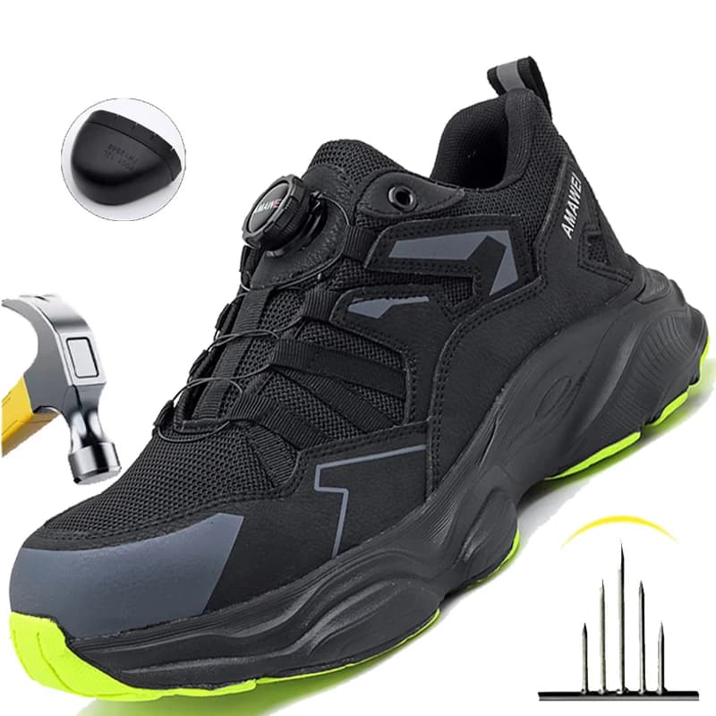 Scarpe Antinfortunistiche da Uomo con Punta in Acciaio, Leggere e Traspiranti, Sneakers da Escursionismo, Scarpe Industriali Antiperforazione, Calzature da Lavoro per Edilizia
