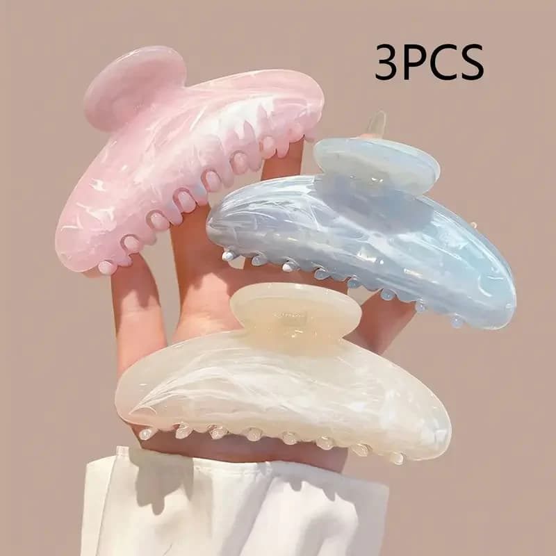 1pc Elegant High end Multi color Mermaid Hime Color Illusion Marble Pattern Half circle Hair Claw Hair Grab