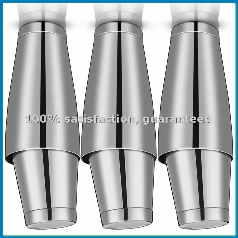Set di 3 Shaker per Cocktail Professionali, Set Boston Shaker in Acciaio Inox, Miscelatore per Bevande (Argento)-AT35