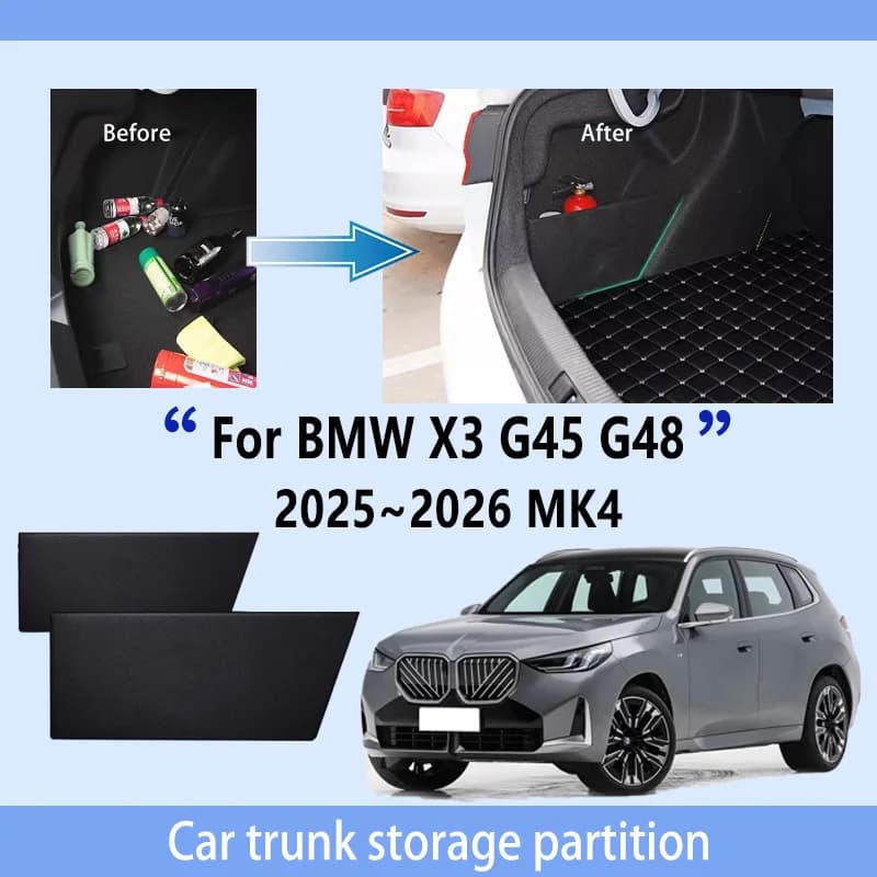 Accessori auto per BMW X3 G45 2025 ~ 2026 Ispessimento Tronco Partizione di Stoccaggio Multifunzione di Stoccaggio Auto Parti Interni Organizzatore