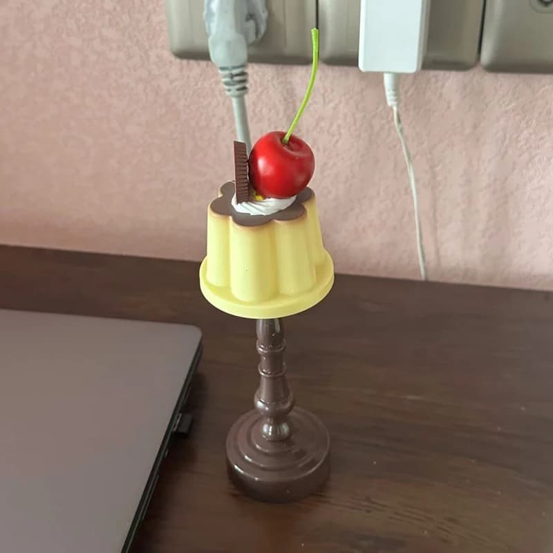 Retro Budino Luce notturna Decorazione da tavolo Camera da letto Lampada da atmosfera a LED Comodino Luce per dormire adatta per regalo